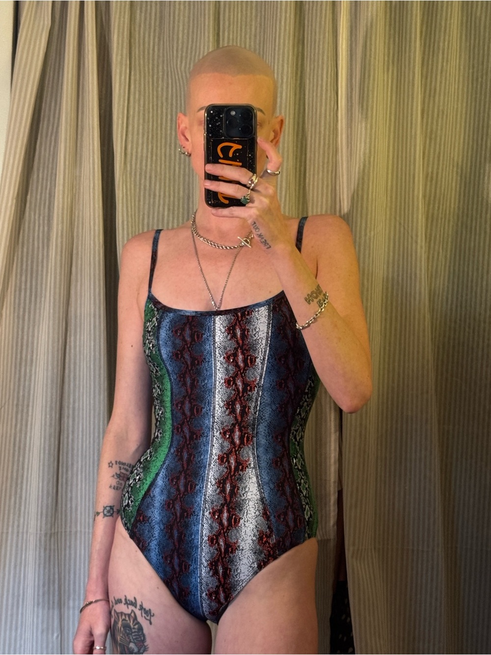 Rachel Comey-Colourful Snake-Print One-Piece Swimsuit in Blue, Green, Red